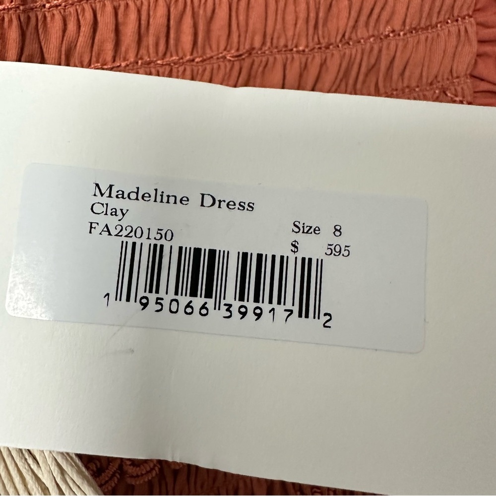 Ulla Johnson Midi Dress Smocked Cotton Poplin Madeline Clay size 8 FA220150 New - Picture 10 of 15